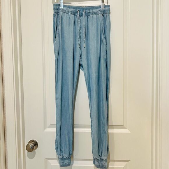 Lorna Jane Black Label Chambray Jogger Pants Size XS in Light Blue 100% Tencel - Picture 3 of 16